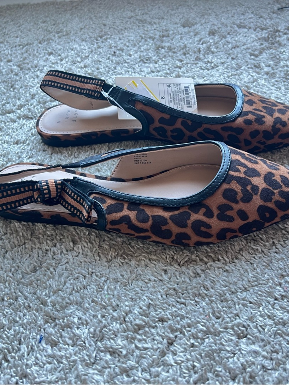 A new day Leopard Print Slingback Pointed Flats - Brown/Black. Size 8 - Picture 2 of 3